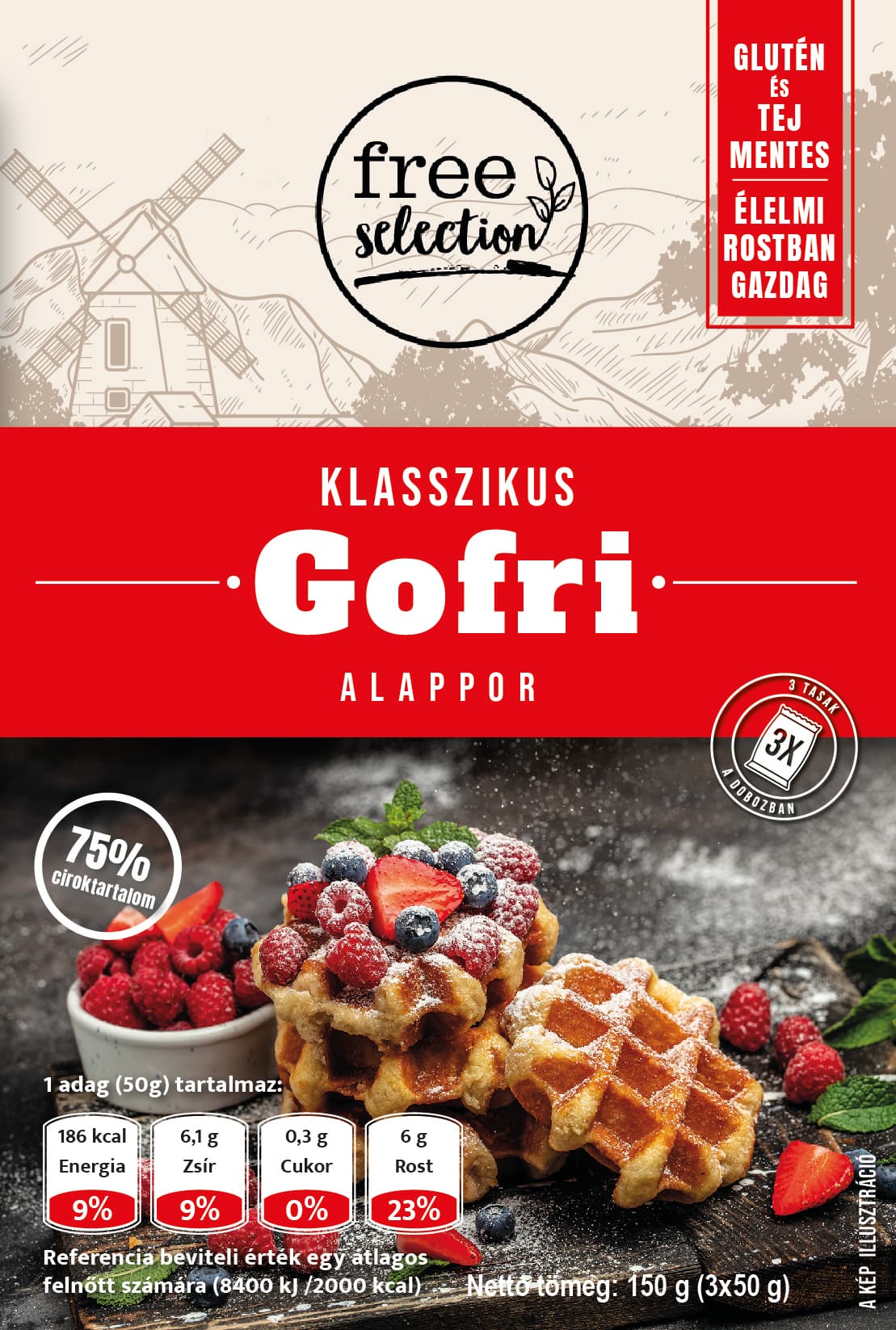 Free selection klasický waflový základ 3x50g 150 g