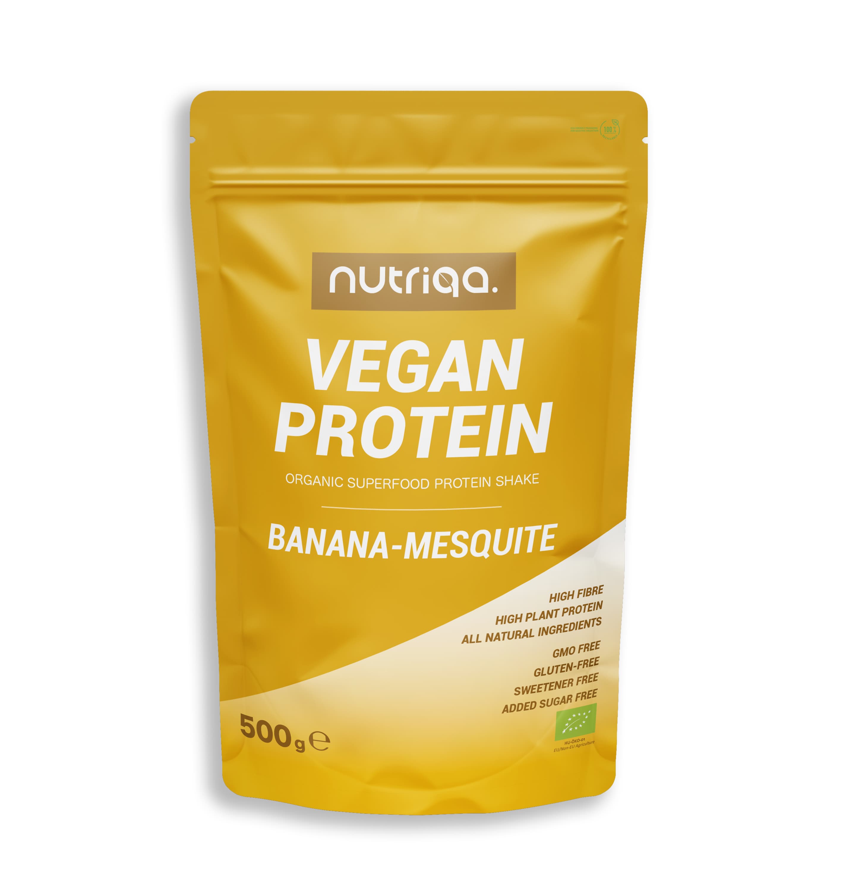Nutriqa bio vegán banán-mesquite proteínový shake 500 g