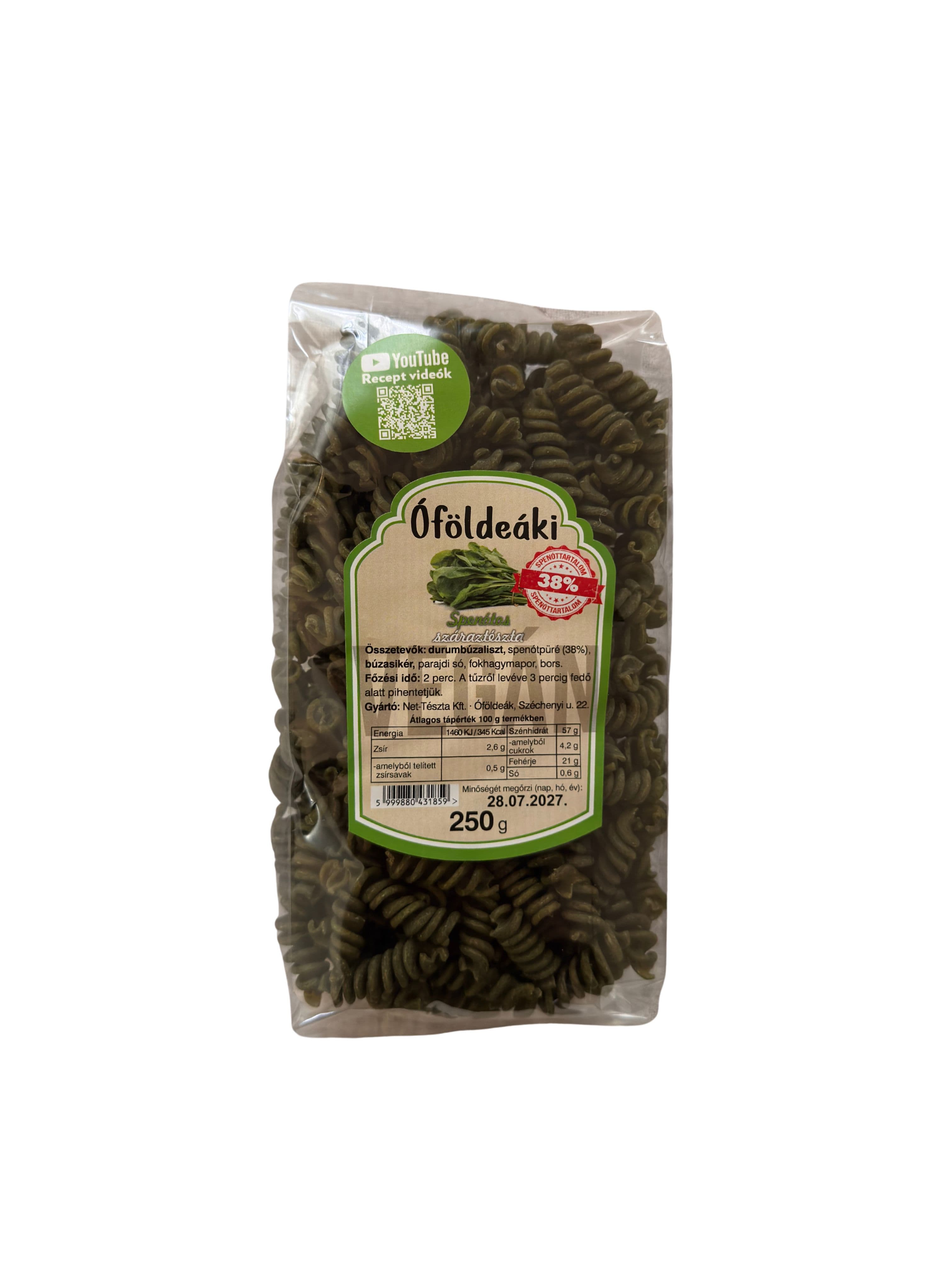 Óföldeáki špenátové fusilli 250 g