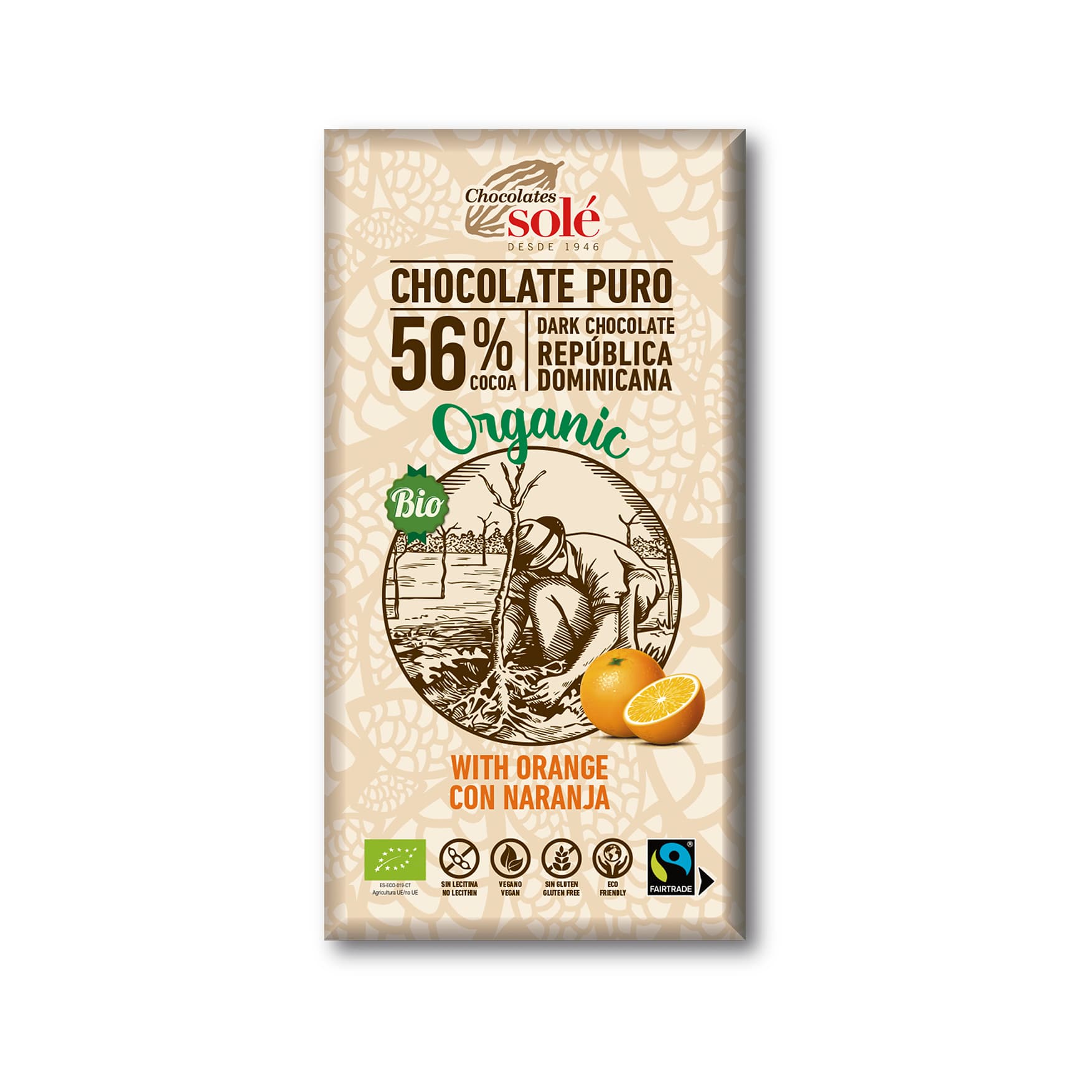 Sole bio horká čokoláda 56% s pomarančom 100 g