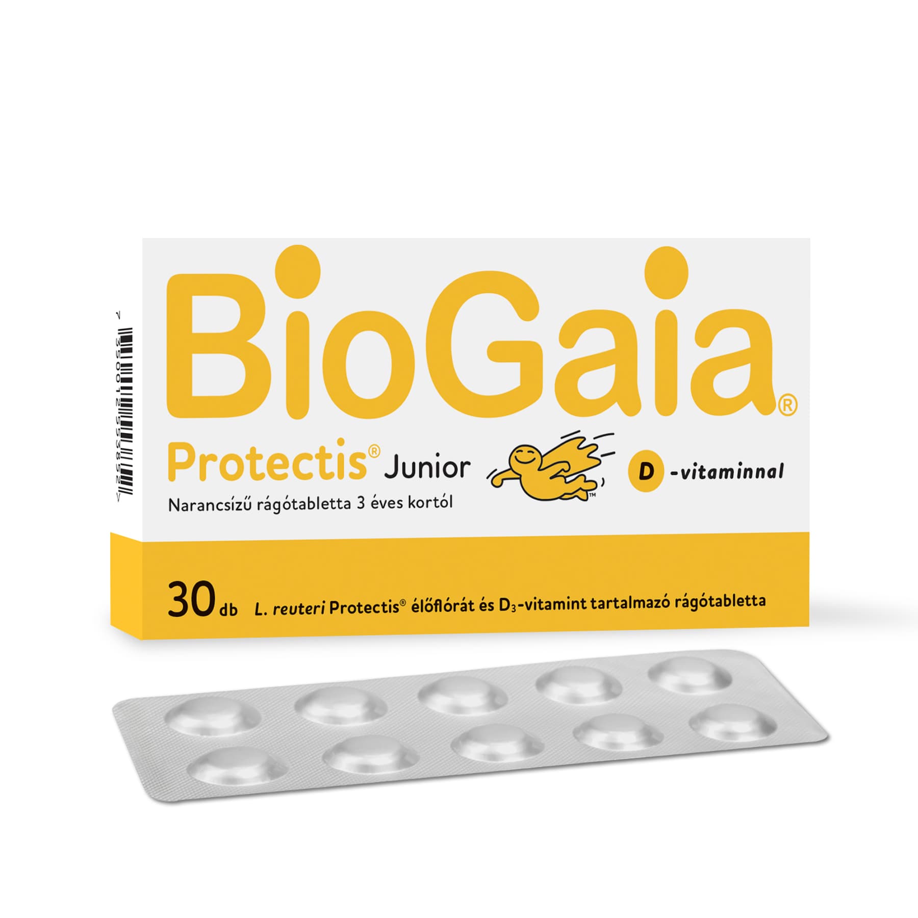 BioGaia Protectis Junior žuvacie tablety s vitamínom D, pomarančová príchuť, 30 ks