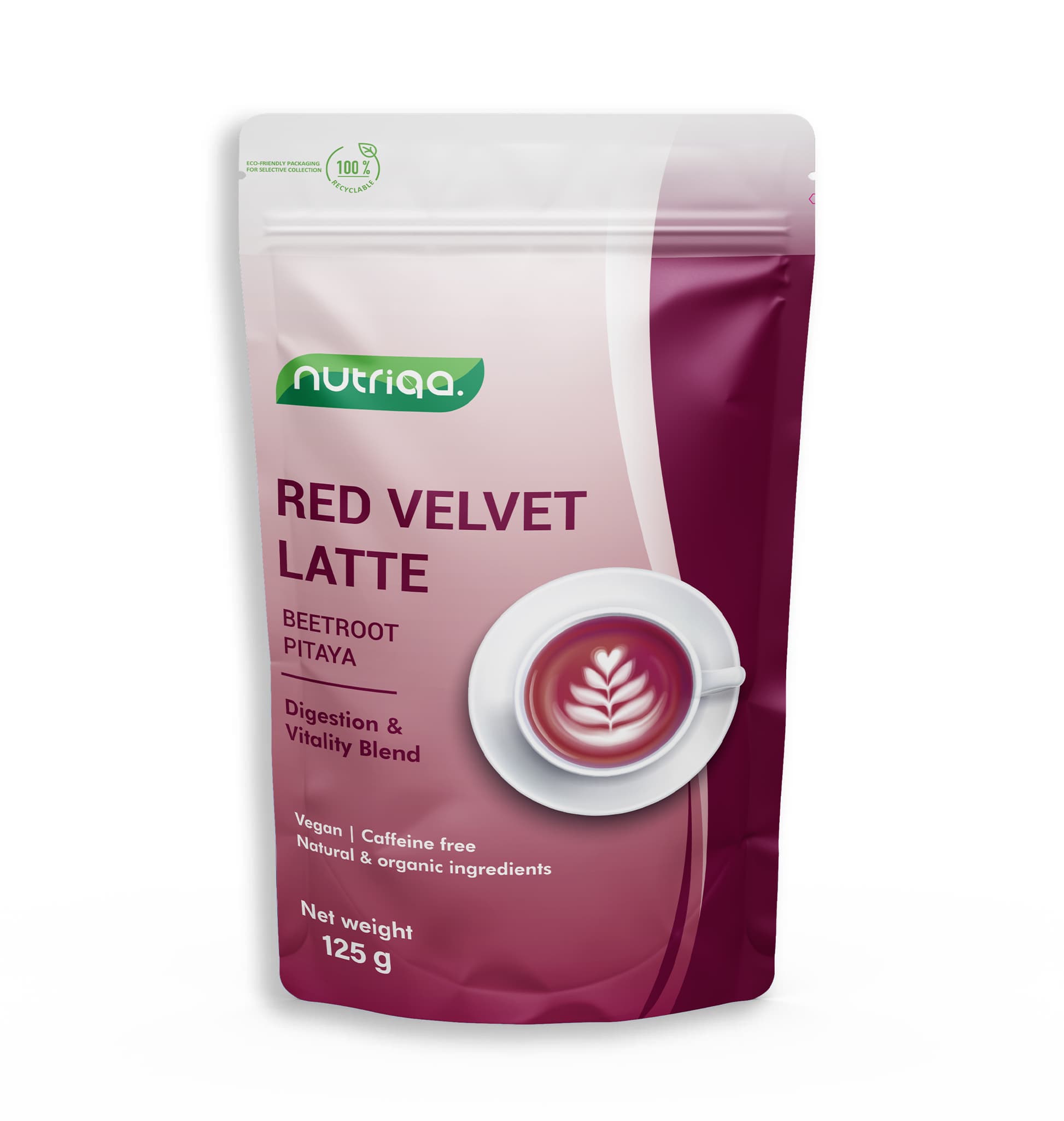 Nutriqa bio kávu bez kofeínu vegán cékla-pitaya latte 125 g