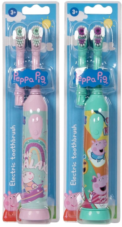 Peppa Prasiatko batériou napájaná detská zubná kefka 2 ks náhradných hláv