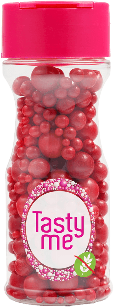 Tasty Me bezlepkový cukrový korále tortový dekor mix červený 70 g