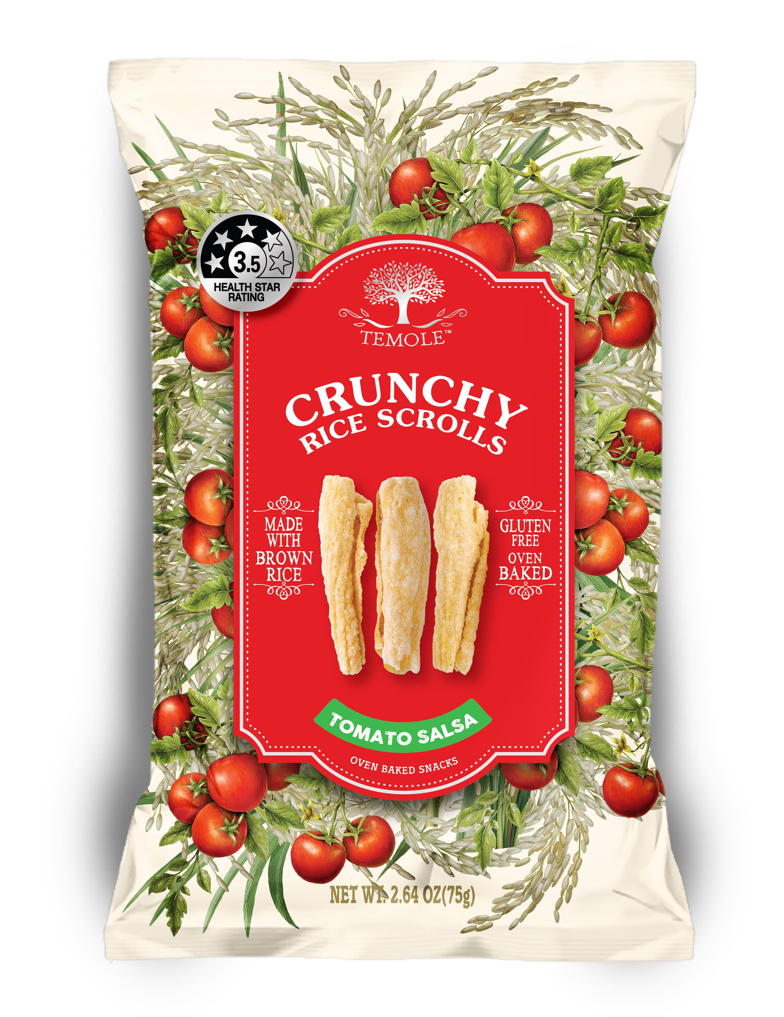 Temole chrumkavé ryžové rolky s príchuťou paradajkovej salsy 75 g